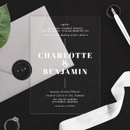 Invitations En Acrylique Mariage Élégant Moderne Blanc
