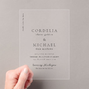 Invitations En Acrylique Mariage Élégant Moderne Enregistrez la Date