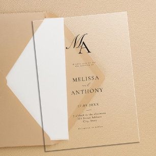 Invitations En Acrylique Mariage Élégant Monogramme Moderne Minimaliste