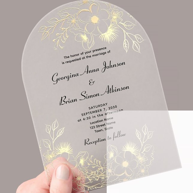 Invitations En Acrylique Mariage élégant or (Créateur téléchargé)