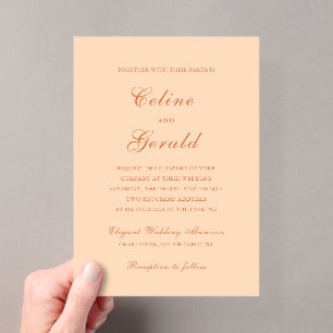 Invitations En Acrylique Mariage élégant Peach Classic