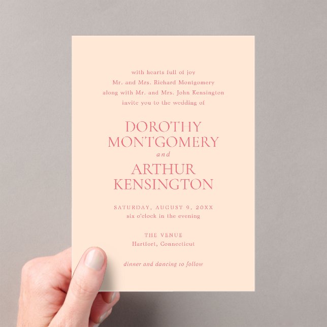 Invitations En Acrylique Mariage élégant Peach moderne (In situ (ordinateur de poche))