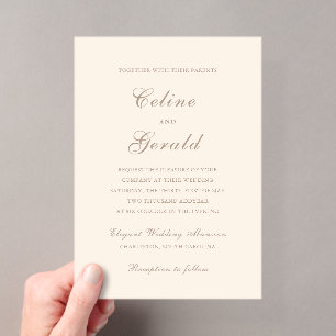 Invitations En Acrylique Mariage Élégant Sable Classique Neutre