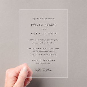 Invitations En Acrylique Mariage Élégant Simple Classique