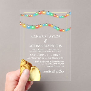Invitations En Acrylique Mariage élégant sur la plage