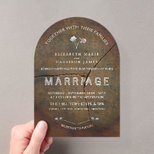 Invitations En Acrylique Mariage en chêne aux fleurs sauvages
