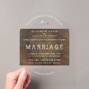 Invitations En Acrylique Mariage en chêne aux fleurs sauvages