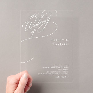 Invitations En Acrylique Mariage en lettrage manuel
