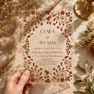 Invitations En Acrylique Mariage en terre cuite de Talavera mexicaine