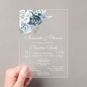 Invitations En Acrylique Mariage espagnol floral acrylique
