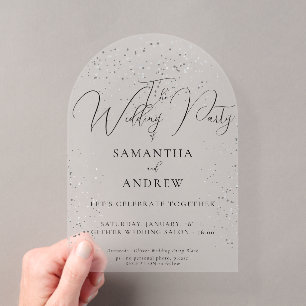 Invitations En Acrylique Mariage Étincelle d'Argent
