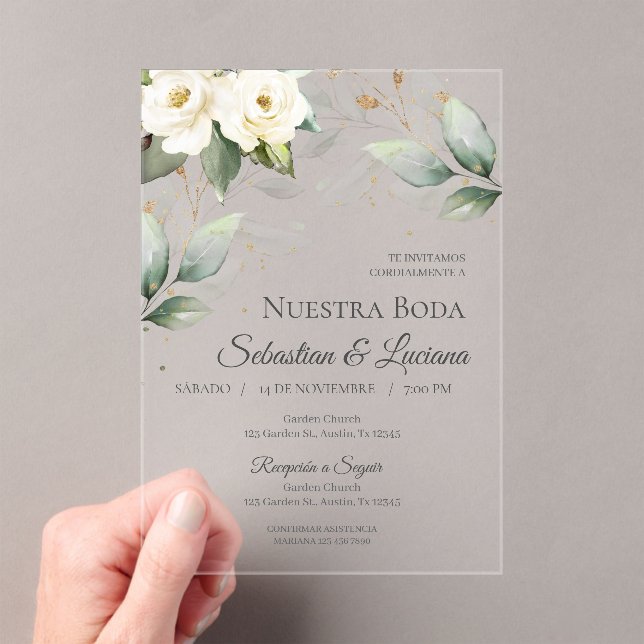 Invitations En Acrylique Mariage Eucalyptus vert (In situ (ordinateur de poche))
