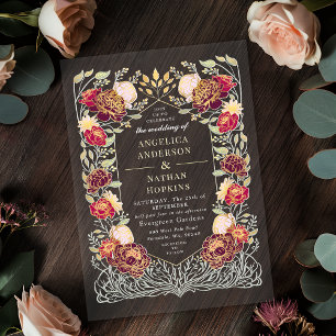 Invitations En Acrylique Mariage Fantastique Enchanté Jardin Floral Rose Ro