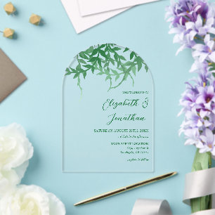 Invitations En Acrylique Mariage Feuille rustique