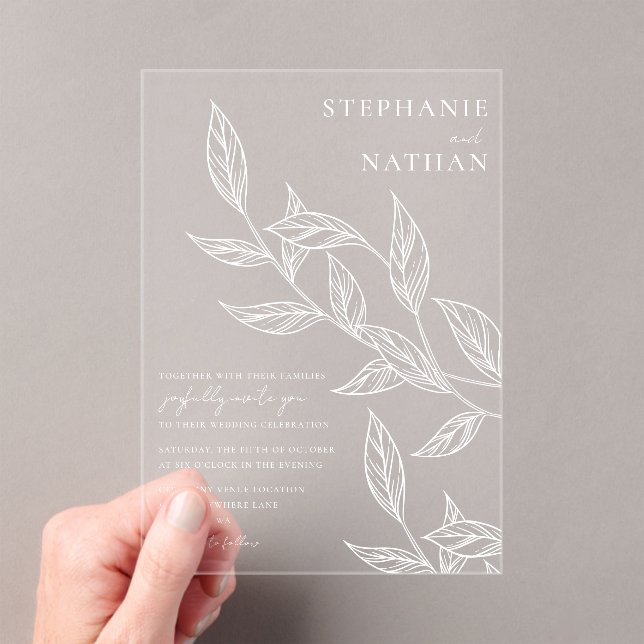 Invitations En Acrylique Mariage Feuille simple (In situ (ordinateur de poche))