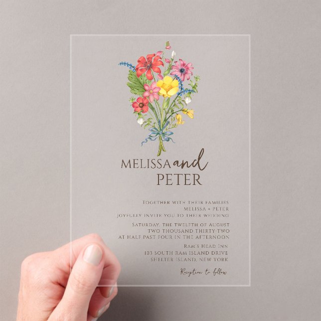 Invitations En Acrylique Mariage fleur sauvage (In situ (ordinateur de poche))