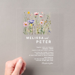 Invitations En Acrylique Mariage fleur sauvage