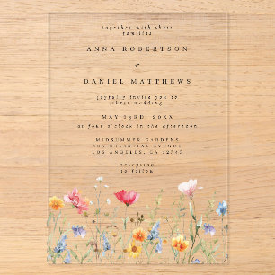 Invitations En Acrylique Mariage Fleur sauvage aquarelle