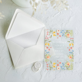 Invitations En Acrylique Mariage fleur sauvage chic moderne jardin