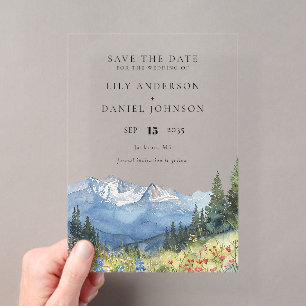 Invitations En Acrylique Mariage Fleur Sauvage De Montagne Enregistrer La D