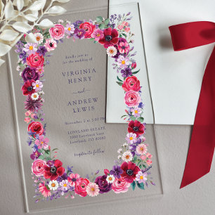 Invitations En Acrylique Mariage Fleur sauvage en gras