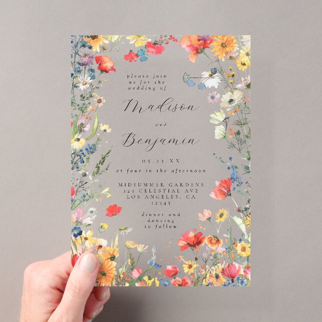 Invitations En Acrylique Mariage Fleur sauvage en gras (In situ (ordinateur de poche))