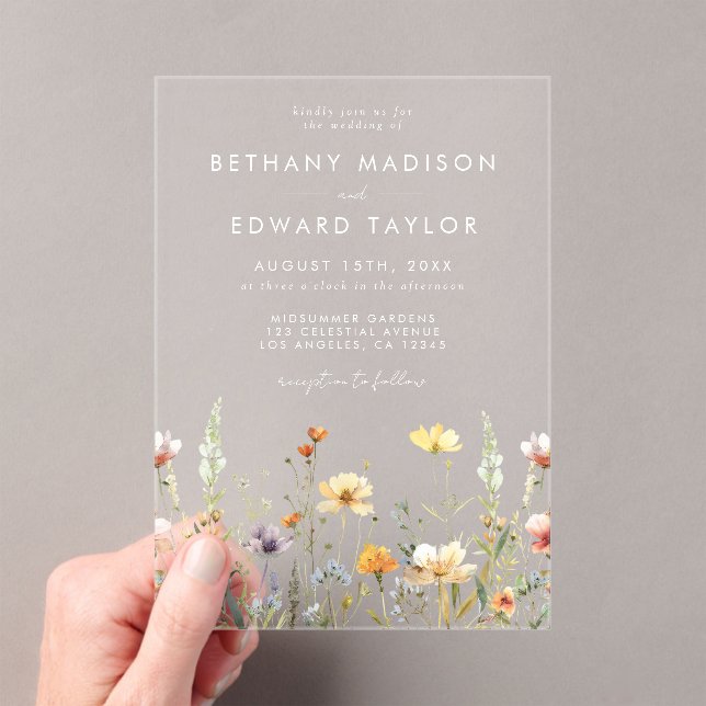 Invitations En Acrylique Mariage Fleur sauvage rustique (In situ (ordinateur de poche))