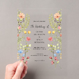 Invitations En Acrylique Mariage fleuri du Fleur sauvage de jardin
