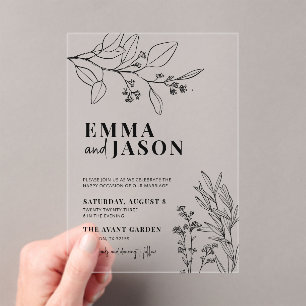 Invitations En Acrylique Mariage floral