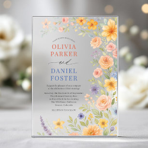 Invitations En Acrylique Mariage Floral Aquarelle Fleur Sauvage