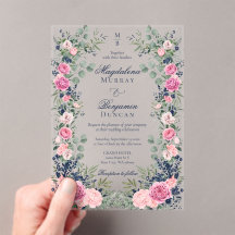 Mariage Floral Bleu Marine Rose