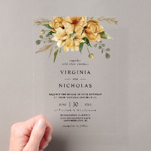 Invitations En Acrylique Mariage Floral Bohème Rustique Moderne