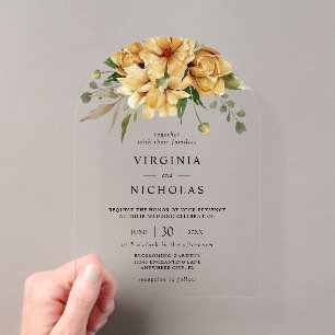 Invitations En Acrylique Mariage Floral Boho Rustique moderne