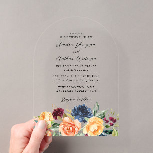 Invitations En Acrylique Mariage Floral Botanique Rustique Arche
