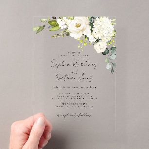 Invitations En Acrylique Mariage Floral Champagne