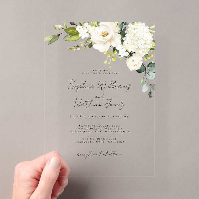 Invitations En Acrylique Mariage Floral Champagne (In situ (ordinateur de poche))