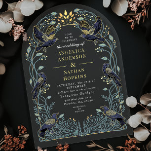 Invitations En Acrylique Mariage Floral Corbeau Gothique Enchanté Ach
