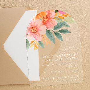 Invitations En Acrylique Mariage floral élégant moderne