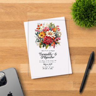 Invitations En Acrylique Mariage Floral Fiesta Mexicaine Transparent