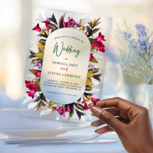 Mariage Floral Turquoise Rose Chaud Élégant Modern