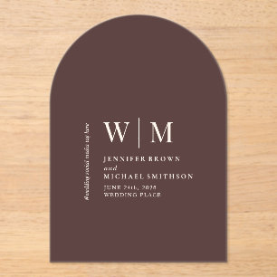 Invitations En Acrylique Mariage Formel Simple Marron Chocolat