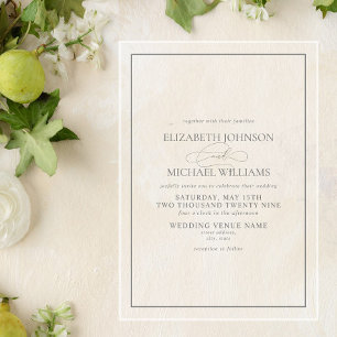 Invitations En Acrylique Mariage Formel Vert Sauge Écriture Classique