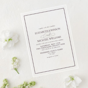 Invitations En Acrylique Mariage Formel Violet Classique Écriture