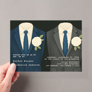 Invitations En Acrylique Mariage gay deux pièces en costume et Cravate