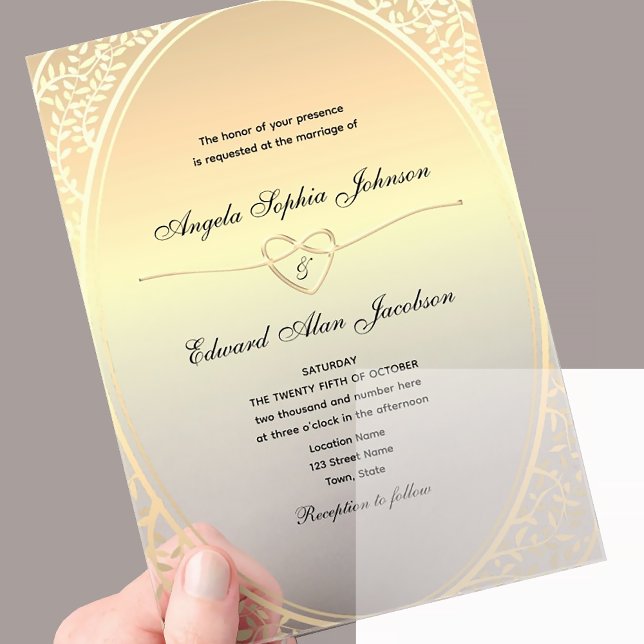 Invitations En Acrylique Mariage Gold de luxe (Créateur téléchargé)