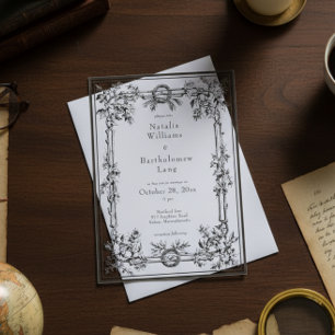 Invitations En Acrylique Mariage gothique médiéval avec bordure de lierre v