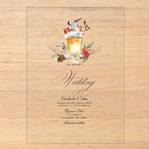 Invitations En Acrylique Mariage hivernal féérique de pins et d'épicéas