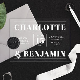 Invitations En Acrylique Mariage horizontal gris moderne