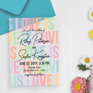 Invitations En Acrylique Mariage LGBTQA Lettres Arc-en-ciel Typographie Mod