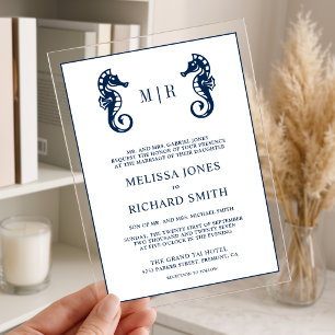Invitations En Acrylique Mariage Licorne Nautilique Bleue
